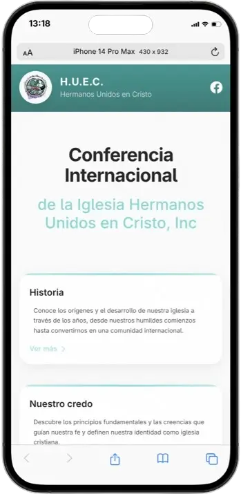 Captura de pantalla movil del proyecto HUEC