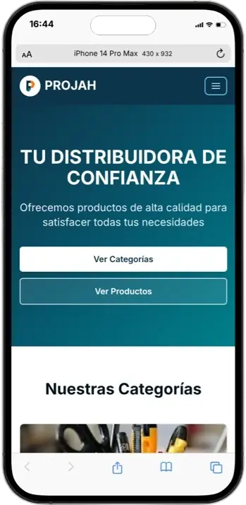 Captura de pantalla movil del proyecto PROJAH