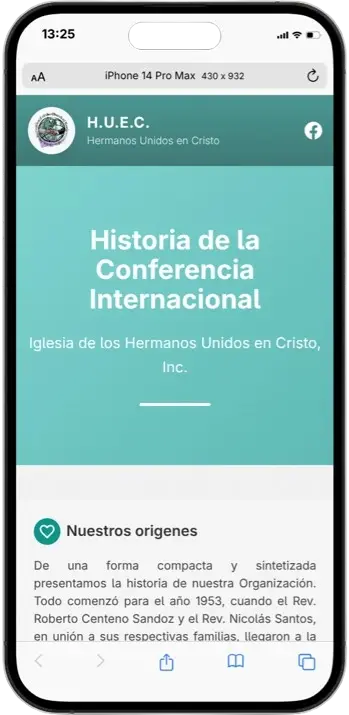 Captura de pantalla movil del proyecto HUEC