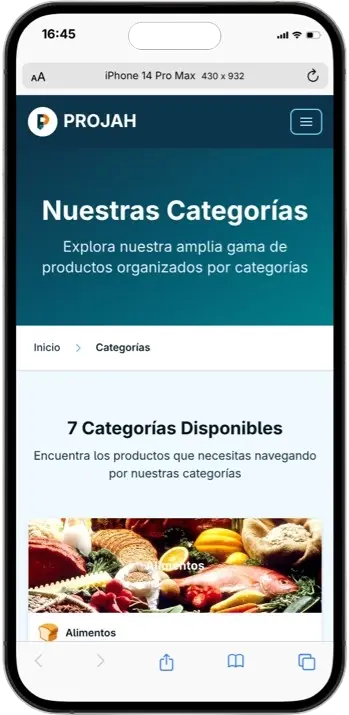 Captura de pantalla movil del proyecto PROJAH