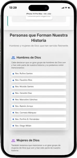 Captura de pantalla movil del proyecto HUEC