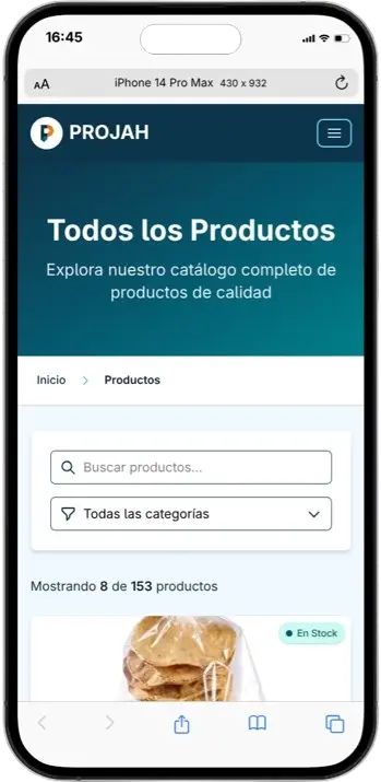 Captura de pantalla movil del proyecto PROJAH