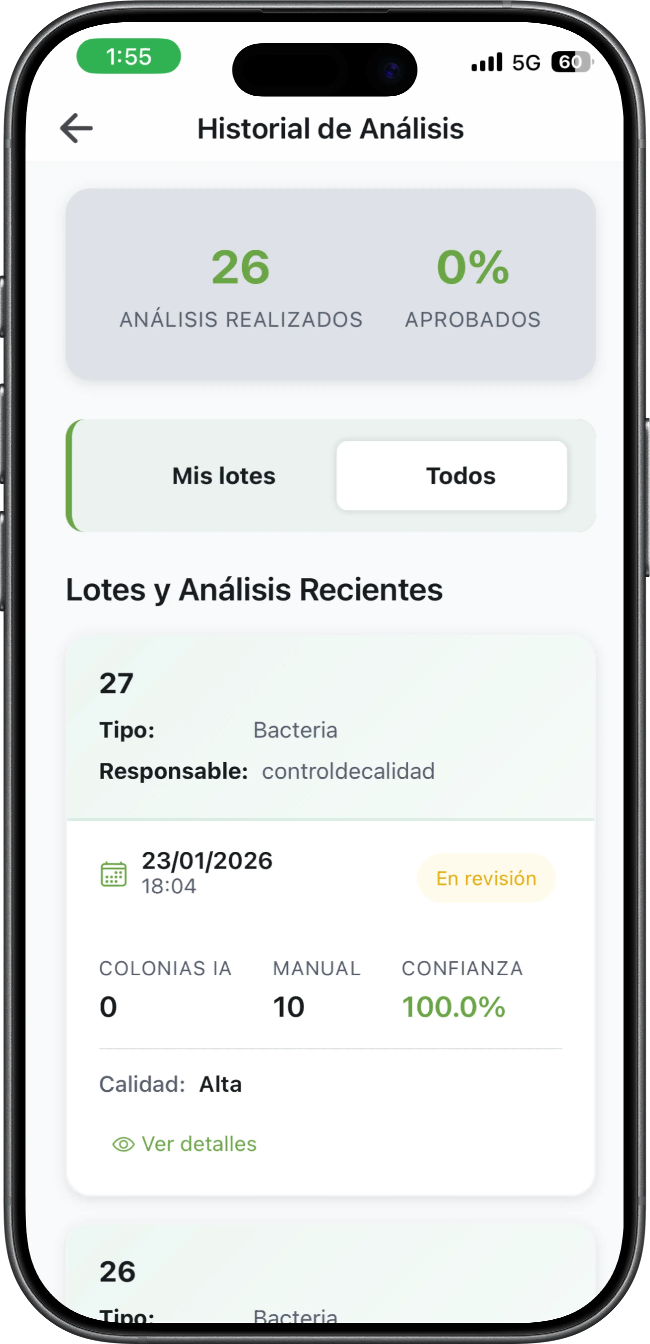 Captura de pantalla movil del proyecto BioGuard