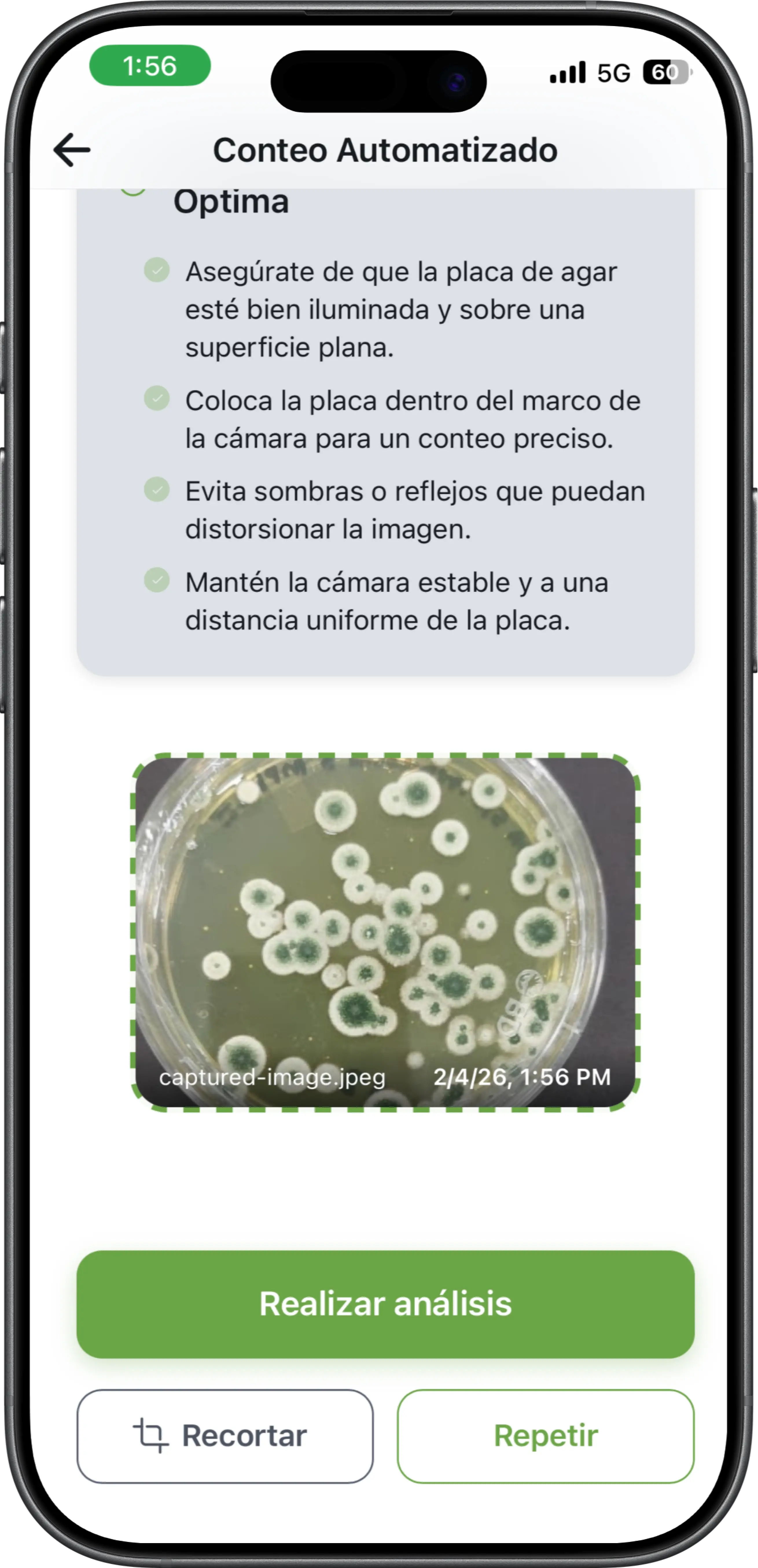 Captura de pantalla movil del proyecto BioGuard